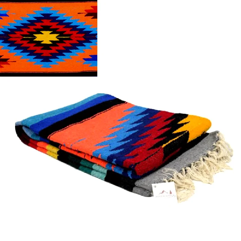 Diamond Mexican Yoga Blanket - Orange Kiss