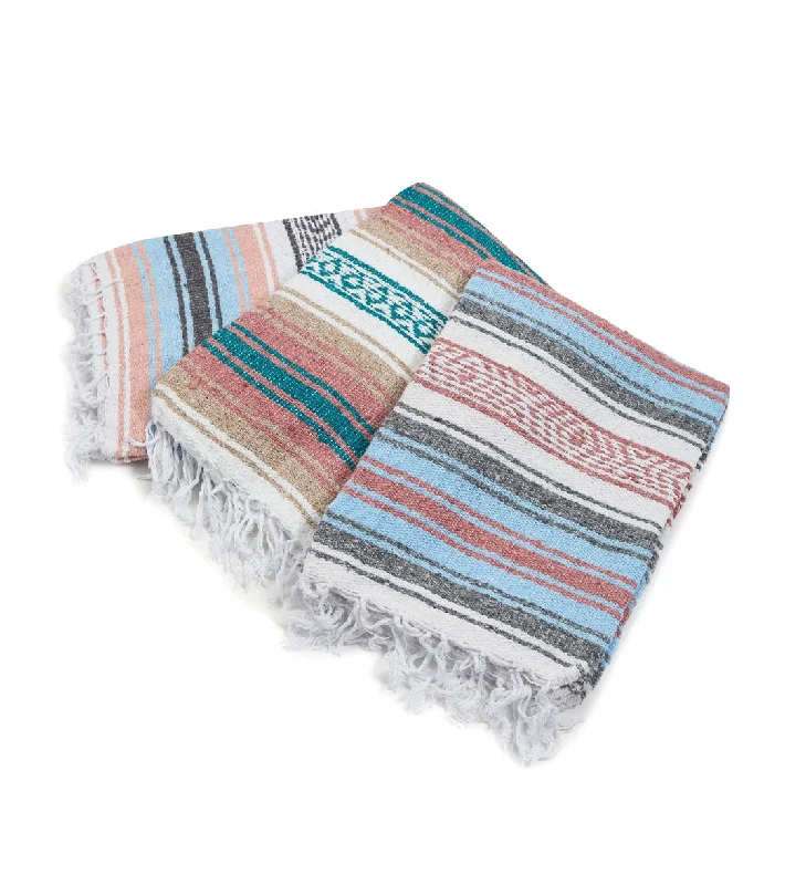 Native Yoga Economy Falza Blanket Teal Mauve Tan