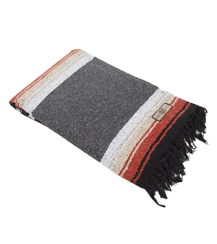 West Path Baja Diamond Mexican Yoga Blanket Charcoal Retro