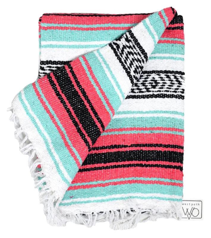 West Path Economy Falsa Mexican Yoga Blanket Mint Coral